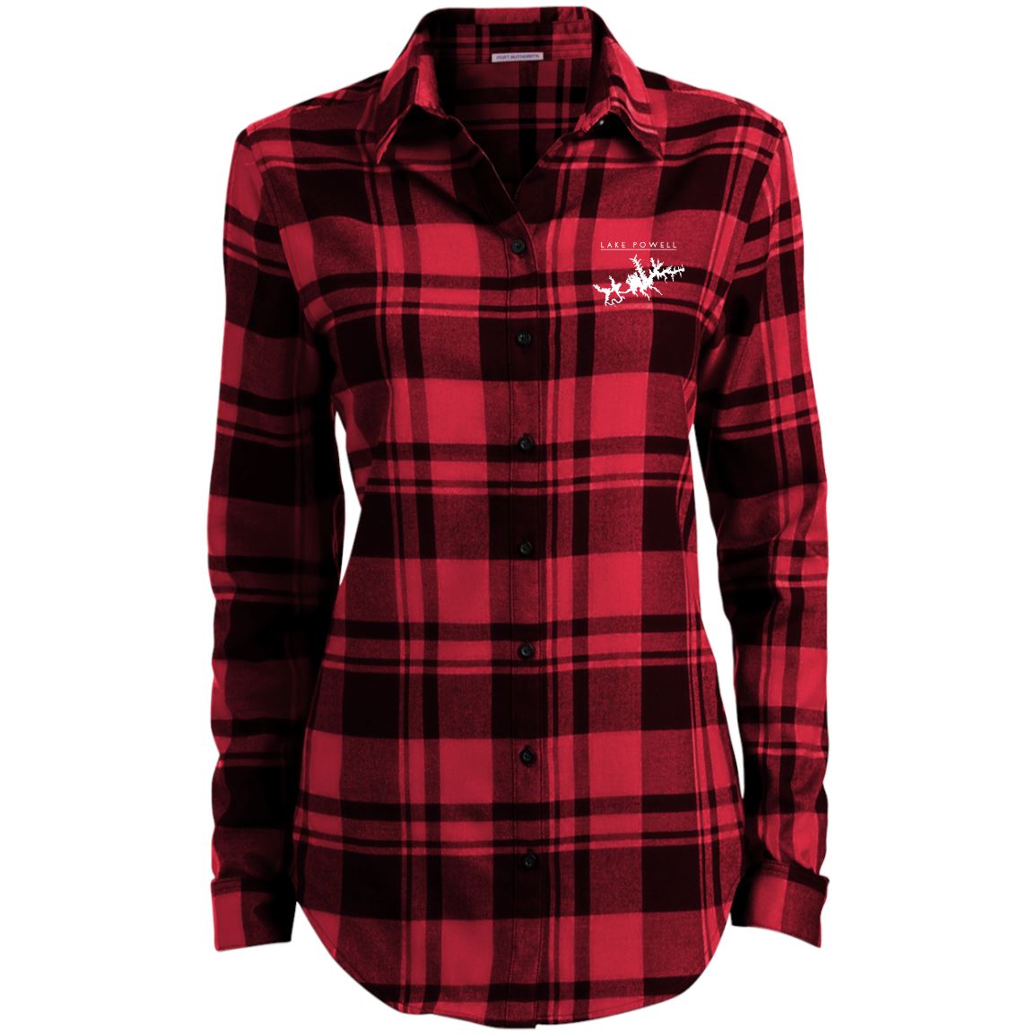 Lake Powell Embroidered Ladies' Plaid Flannel Tunic - Houseboat Kings