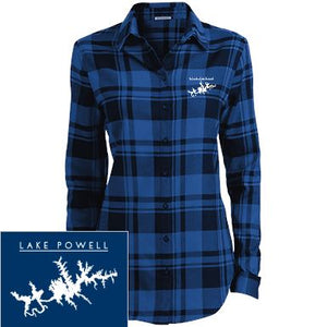 Lake Powell Embroidered Ladies' Plaid Flannel Tunic - Houseboat Kings
