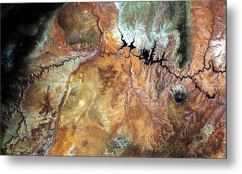 Lake Powell From Space - Confluence - Metal Print - Houseboat Kings