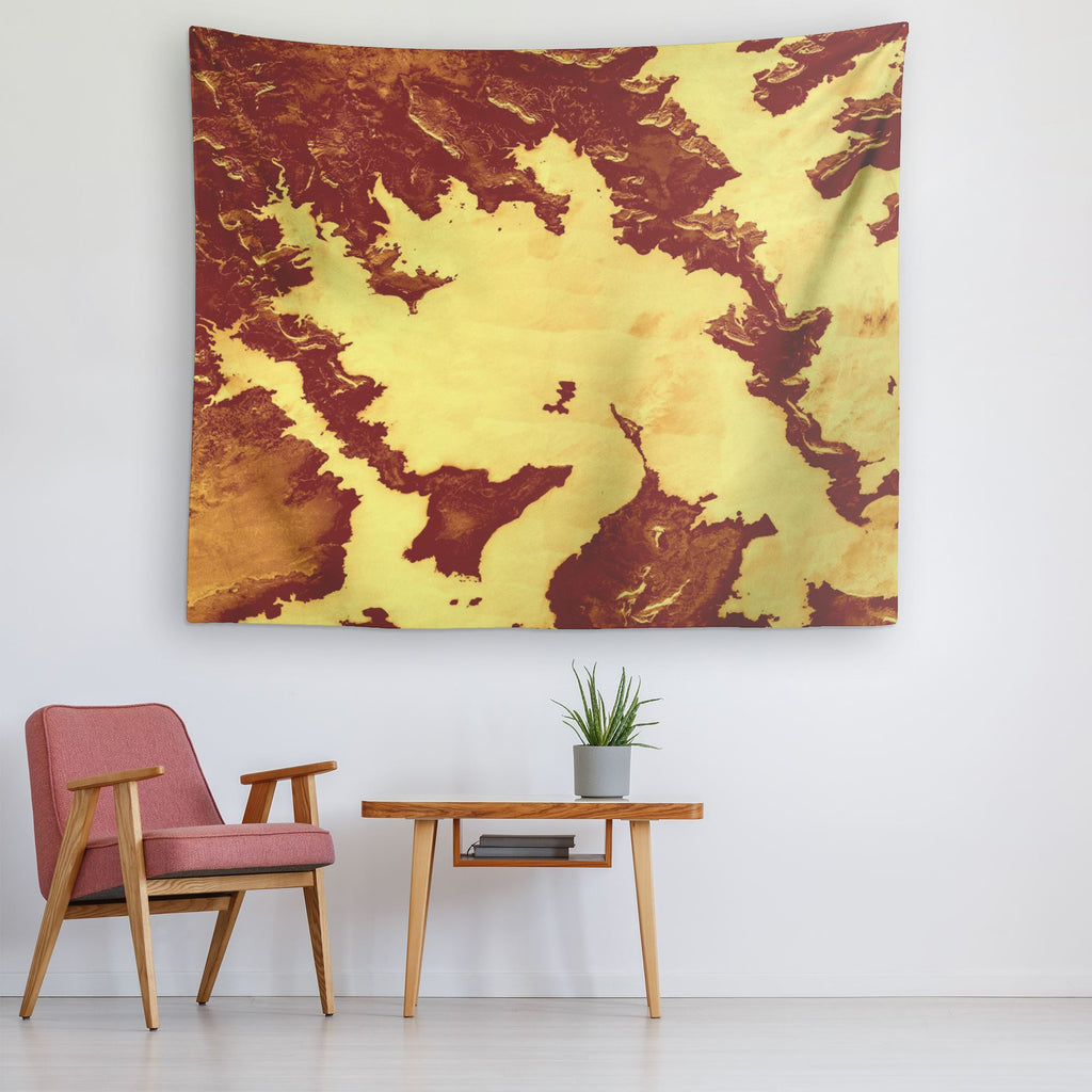 Lake Powell From Space | Golden | Wall Tapestry - Houseboat Kings