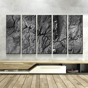 Lake Powell From Space | Monochrome 2 | Gallery Quality Canvas Wrap - Houseboat Kings