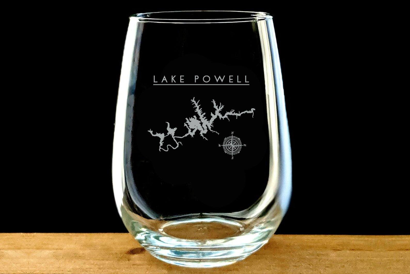 Lake Powell laser Etched Stemless Wine Glass - Houseboat Kings