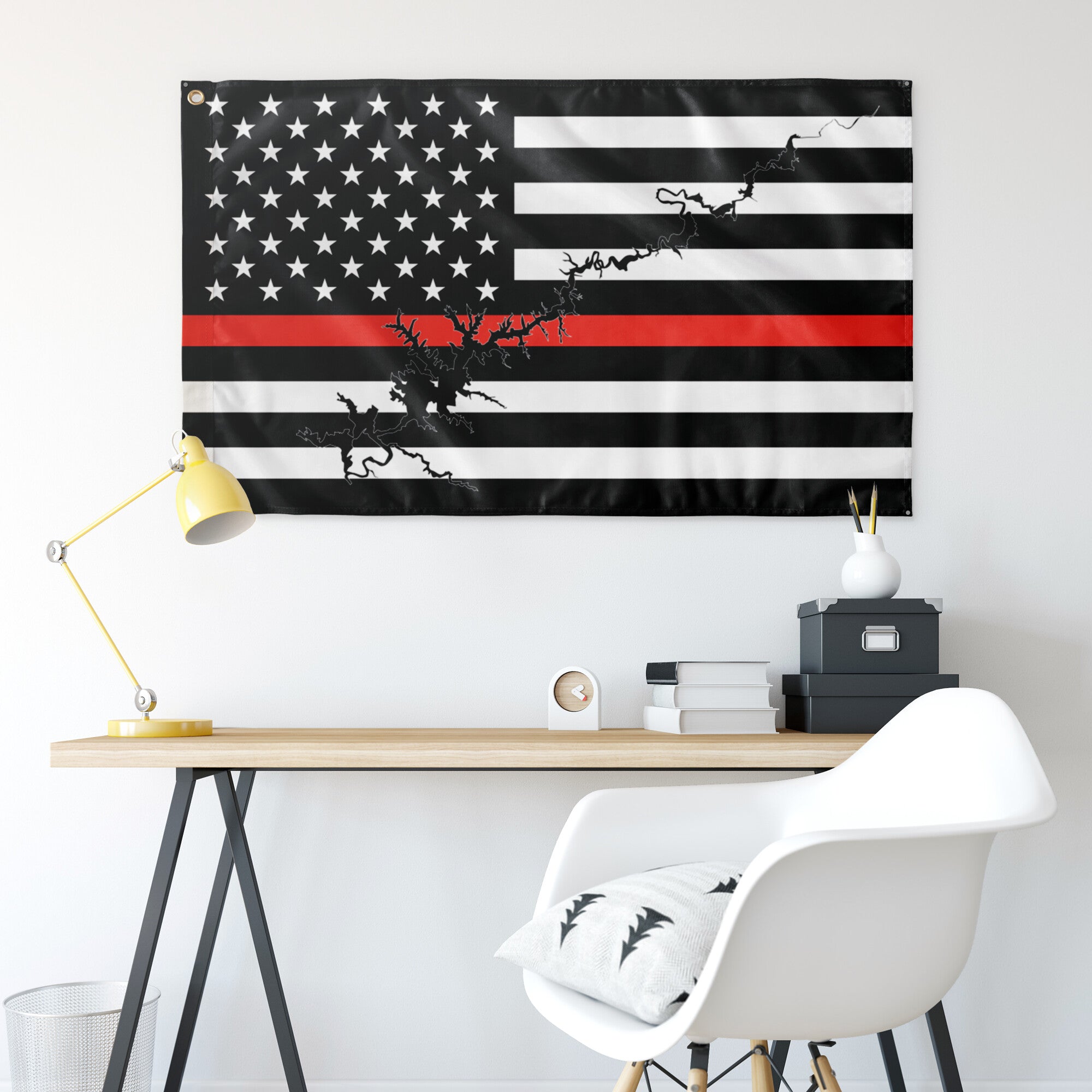 Lake Powell Thin Red Line American Boat Flag Wall Art 