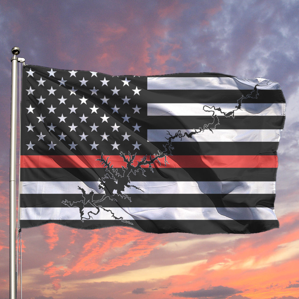 Lake Powell Thin Red Line American Boat Flag Wall Art Single Sided - 36"x60" 