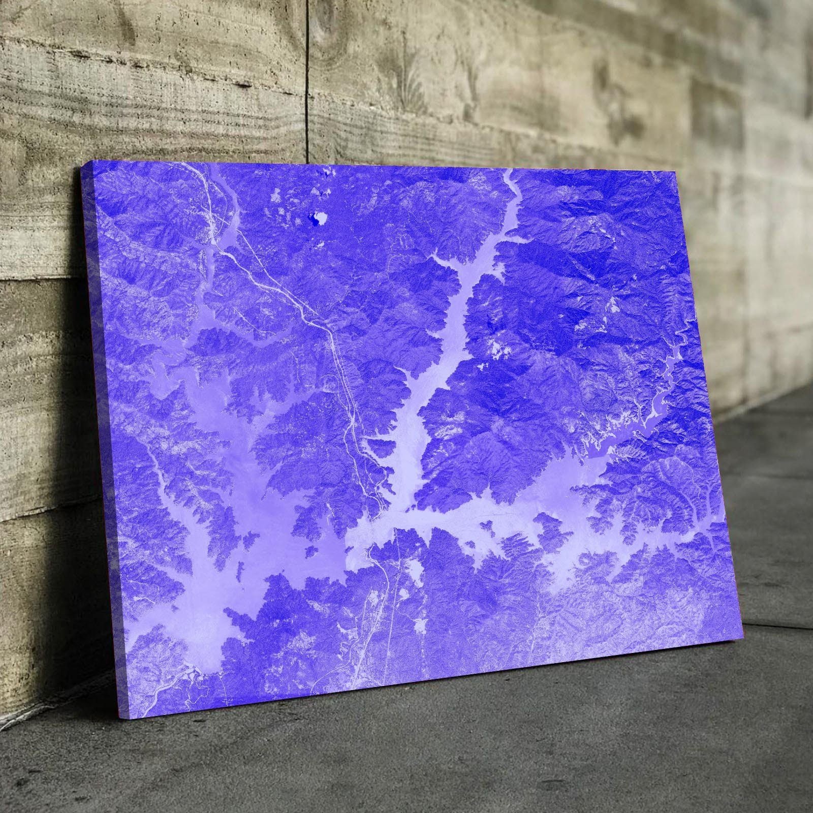 Lake Shasta Art From Space | Regal Purple | Gallery Quality Canvas Wrap - Houseboat Kings