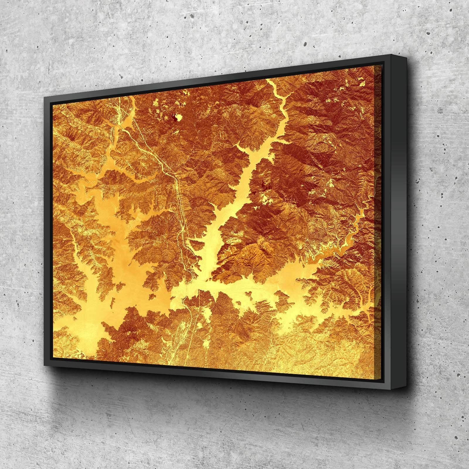 Lake Shasta Art From Space | Stunning Gold | Gallery Quality Canvas Wrap - Houseboat Kings