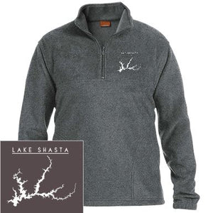 Lake Shasta Embroidered Men's 1/4 Zip Fleece Pullover - Houseboat Kings