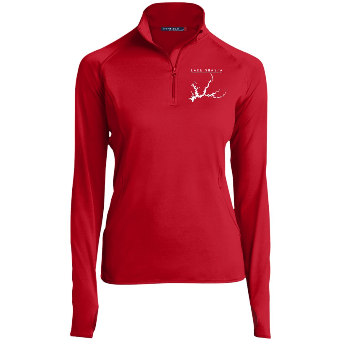 Lake Shasta Embroidered Sport-Tek Women's 1/2 Zip Performance Pullover | Thumb Holes - Houseboat Kings