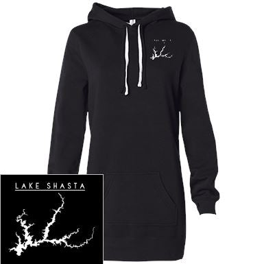 Lake Shasta Embroidered Women's Hooded Pullover Dress - Houseboat Kings