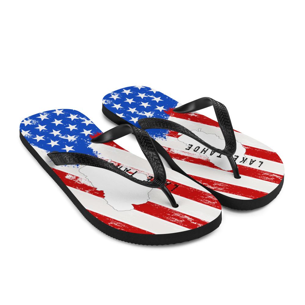 Lake Tahoe American Flag Flip Flops - Houseboat Kings