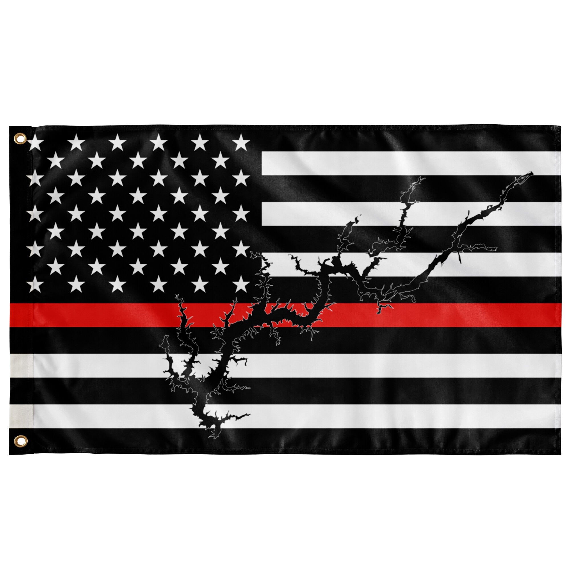 Lake Wylie Thin Red Line American Boat Flag Wall Art 