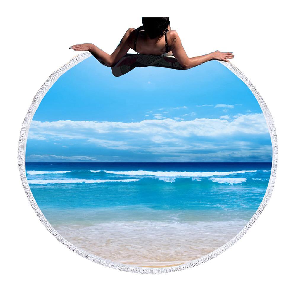 Large Round Beach Towel for Adults Starfish Tassel Home & Garden 