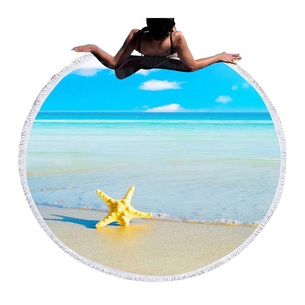 Large Round Beach Towel for Adults Starfish Tassel Home & Garden 