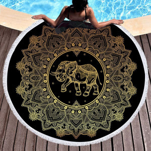 Large Round Beach Towel for Adults Woman Mandala Home & Garden 