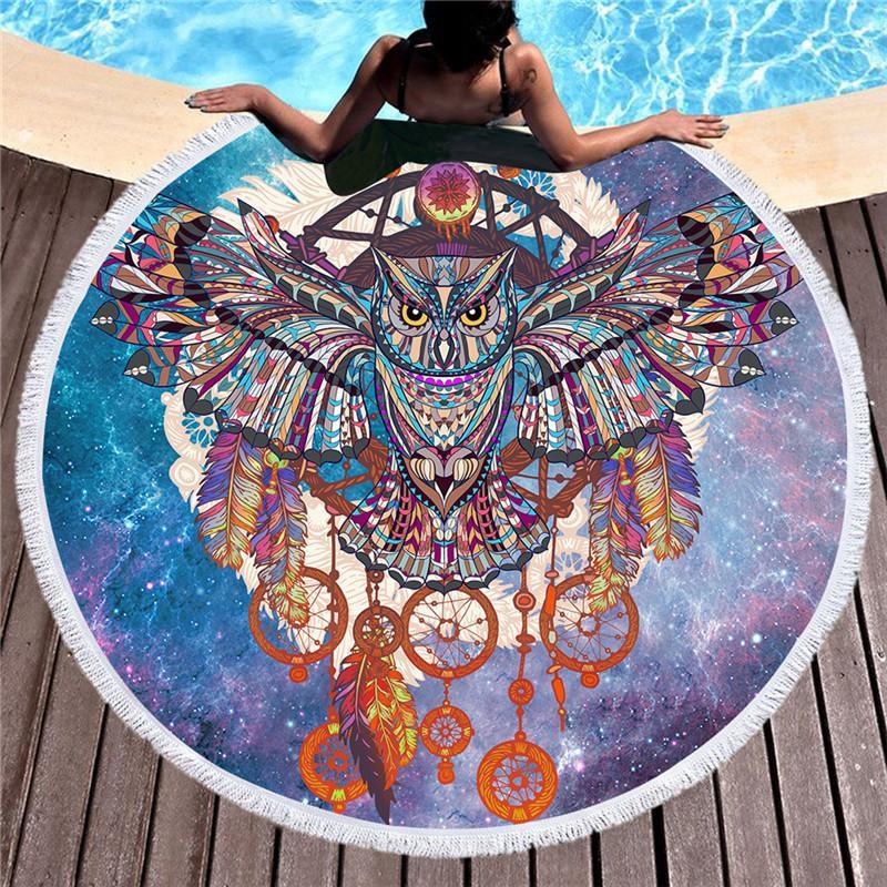 Large Round Beach Towel With Tassels For Kids Home & Garden 