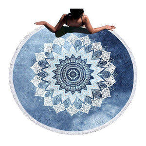 Mandala Round Beach Towel Bohemian Vintage Cobalt Home & Garden 