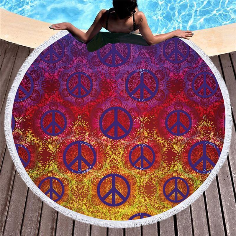Microfiber Large Round Beach Towel Peace Symbol Home & Garden 