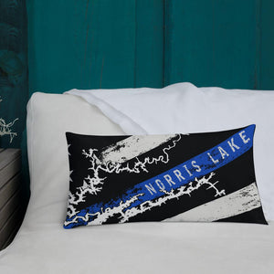 Norris Lake American Flag | Thin Blue Line | Premium Pillow Case w/ stuffing - Houseboat Kings