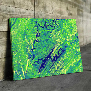 Norris Lake Art From Space | Artistic Green | Gallery Quality Canvas Wrap - Houseboat Kings