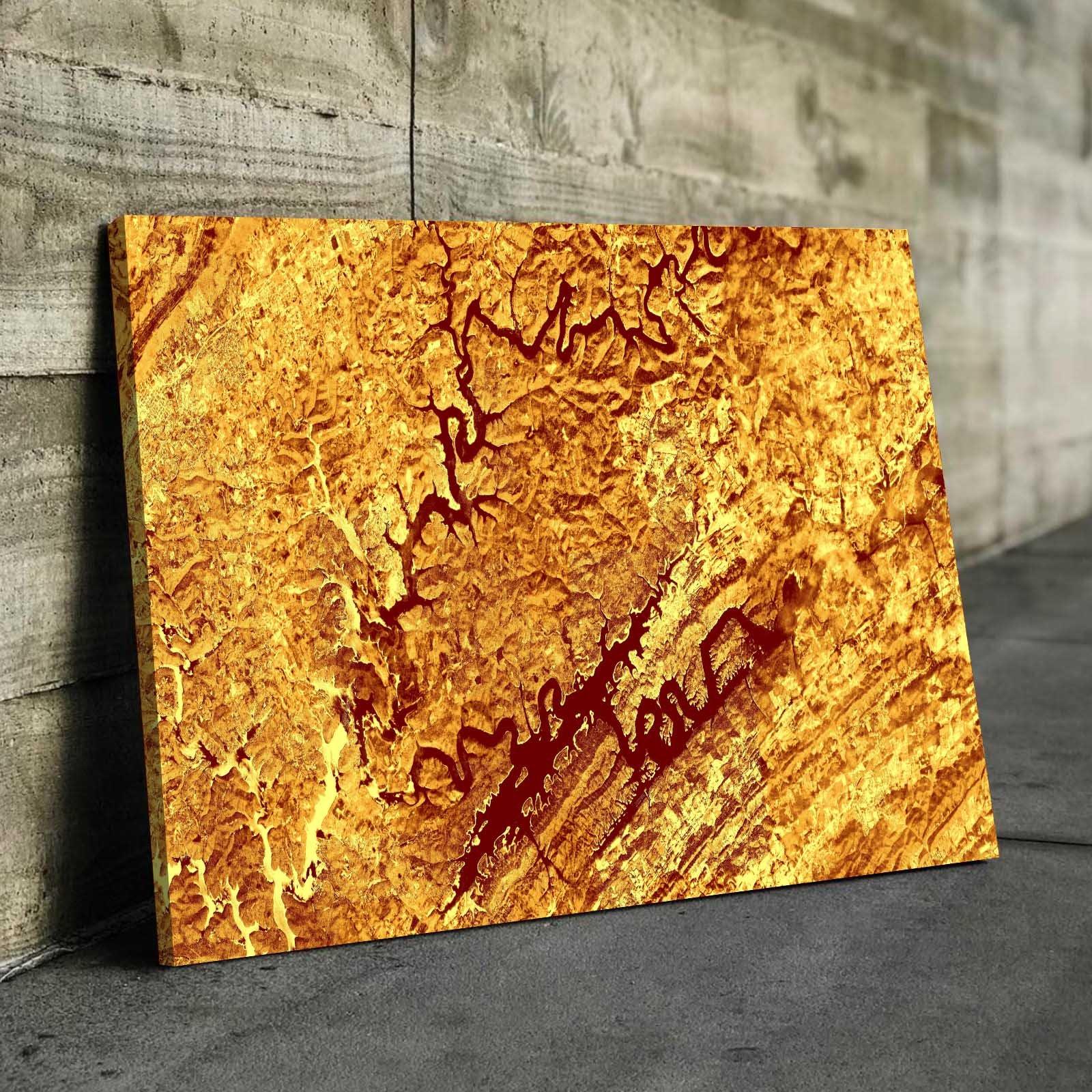 Norris Lake Art From Space | Stunning Gold | Gallery Quality Canvas Wrap - Houseboat Kings