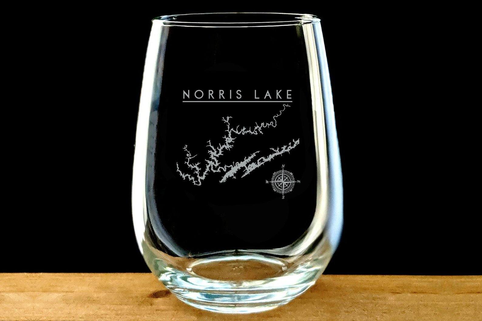 Norris Lake Laser Etched Stemless Wine Glass - Houseboat Kings