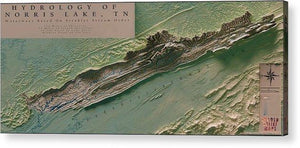 Norris Lake Map Art - Shaded Relief - Acrylic Print - Houseboat Kings