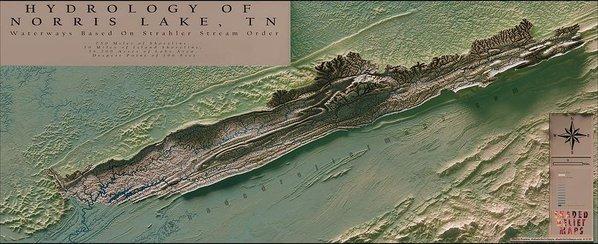 Norris Lake Map Art - Shaded Relief - Art Print - Houseboat Kings