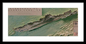 Norris Lake Map Art - Shaded Relief - Framed Print - Houseboat Kings