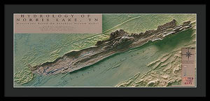 Norris Lake Map Art - Shaded Relief - Framed Print - Houseboat Kings