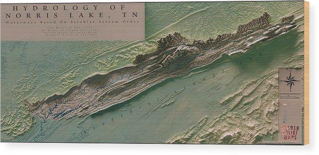 Norris Lake Map Art - Shaded Relief - Wood Print - Houseboat Kings