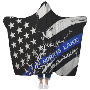 Norris Lake Thin Blue Line Hooded Blanket - Houseboat Kings