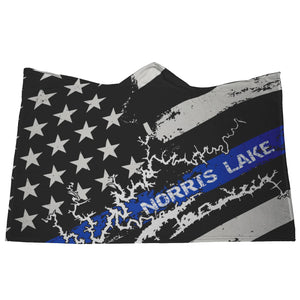 Norris Lake Thin Blue Line Hooded Blanket - Houseboat Kings