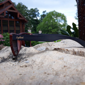 Oak Colored Frames, Bamboo Sunglasses, Blue Polarized Lenses Sunglasses 
