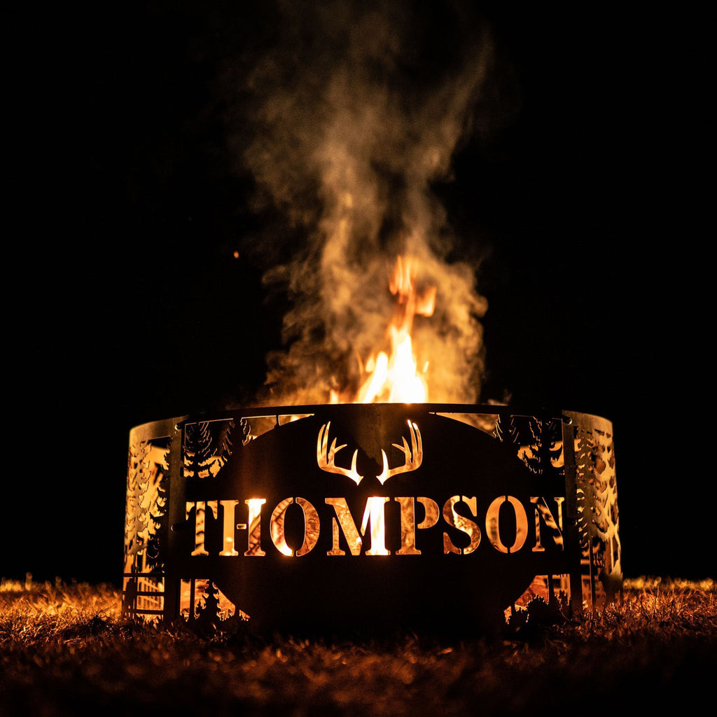 Personalized Deer Scene Fire Pit Ring Personalized-7 