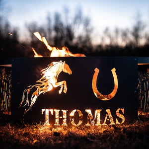 Personalized Running Horses Fire Pit Ring Personalized-7 