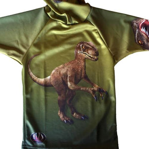 RAPTOR Dino 3D Hoodie Sport Shirt by MOUTHMAN® Kid's Clothing Tot 3/4 green 