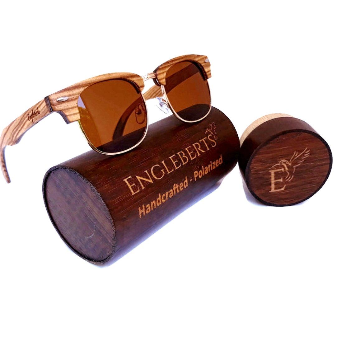 Real Ebony and ZebraWood Sunglasses With Bamboo Case, Tea Colored Sunglasses 