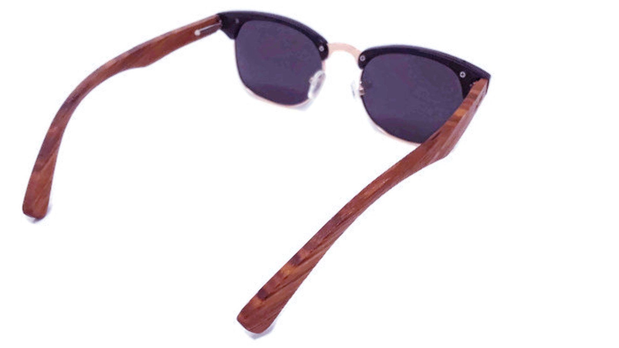 Real Walnut Wood Club Style Sunglasses, Polarized Sunglasses 