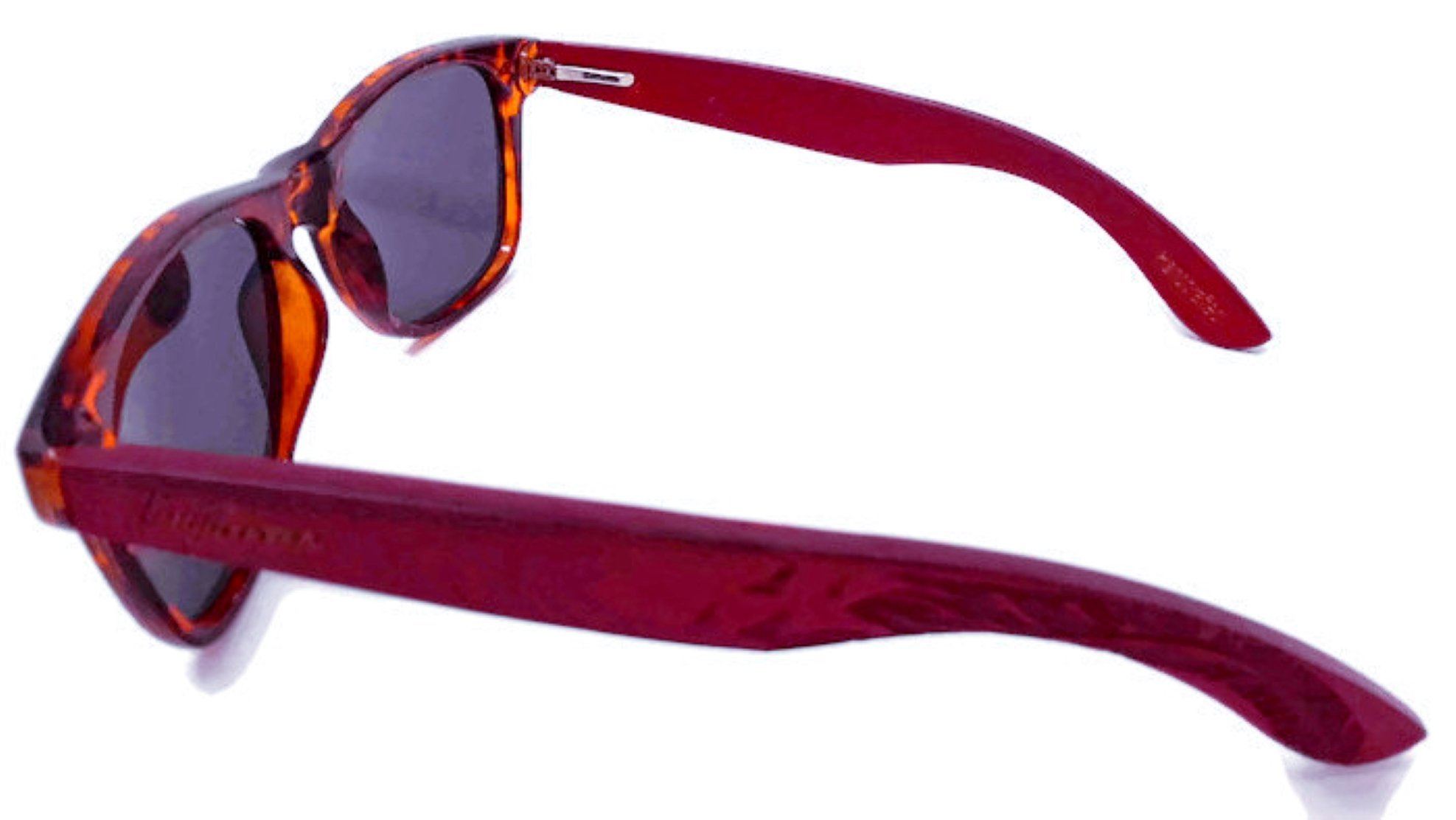 Red Bamboo Tortoise Framed Sunglasses, Polarized, Engraved Sunglasses 