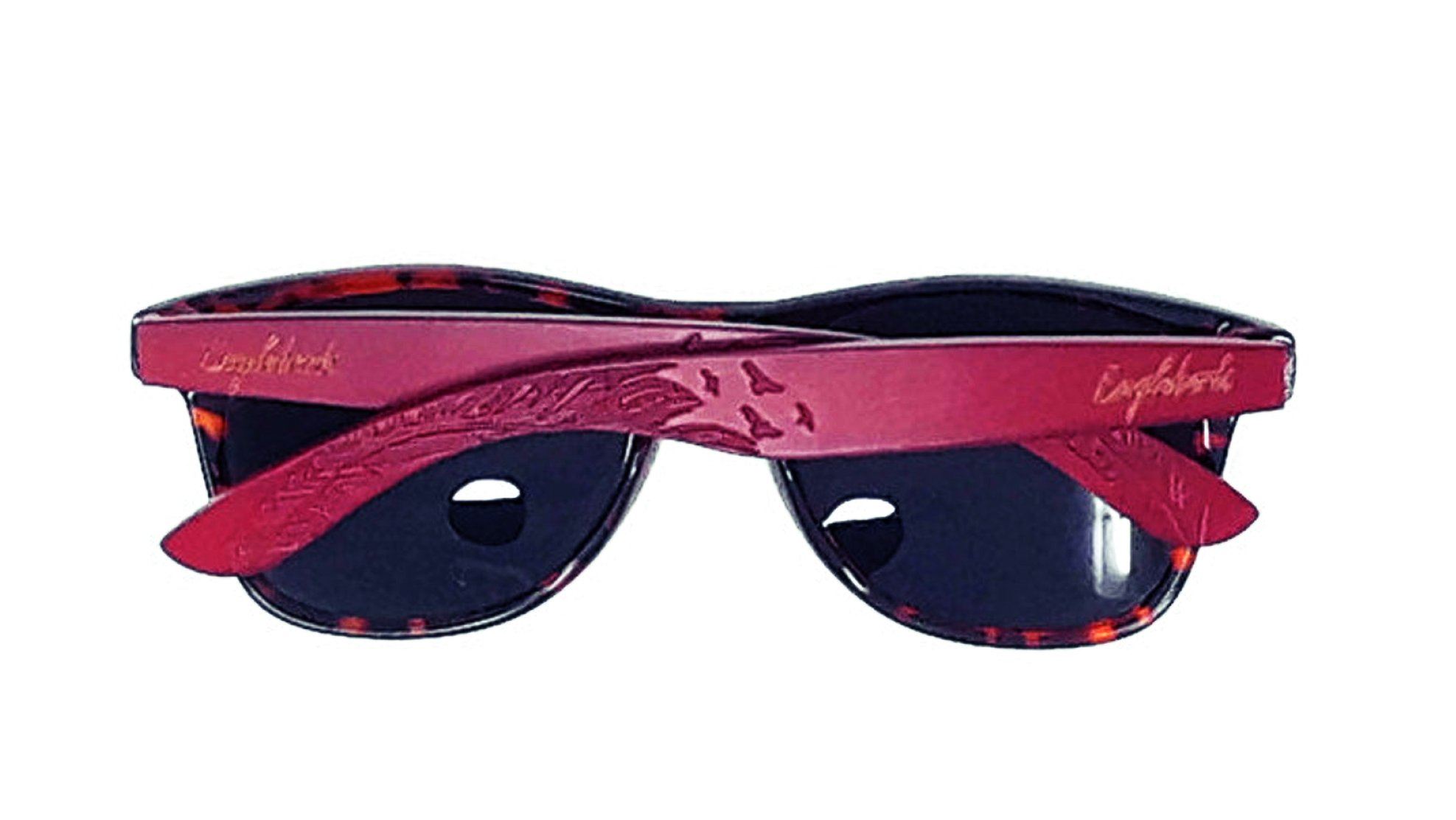 Red Bamboo Tortoise Framed Sunglasses, Polarized, Engraved Sunglasses 