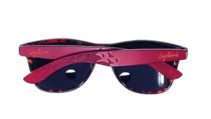 Red Bamboo Tortoise Framed Sunglasses With Wood Case, Artisan Engraved Sunglasses 