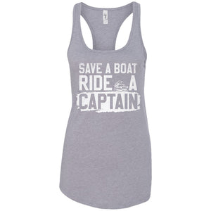 Save A Boat Ride A Captain Ladie's Premium Racerback Tank - Houseboat Kings