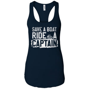 Save A Boat Ride A Captain Ladie's Premium Racerback Tank - Houseboat Kings