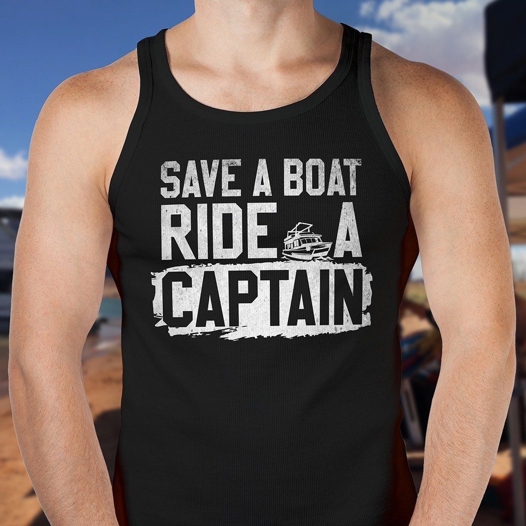 Save A Boat Ride A Captain Premium Mens Tank Tops - Houseboat Kings