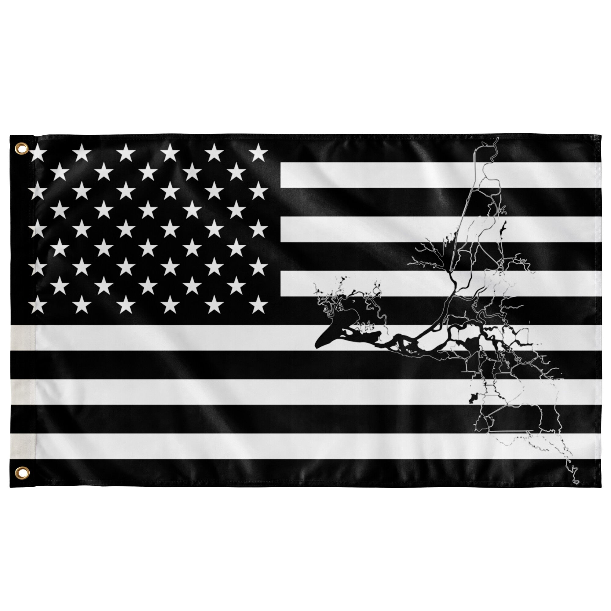 SF Delta Black & White American Boat Flag Wall Art 