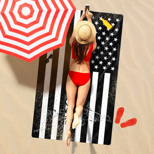 SF Delta Oversized Beach Towel - Black & White – Personalized Freeform Beach Towel - AOP 