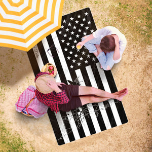 SF Delta Oversized Beach Towel - Black & White – Personalized Freeform Beach Towel - AOP 