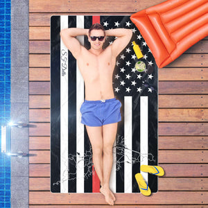 SF Delta Oversized Beach Towel - Thin Red Line – Personalized Freeform Beach Towel - AOP 