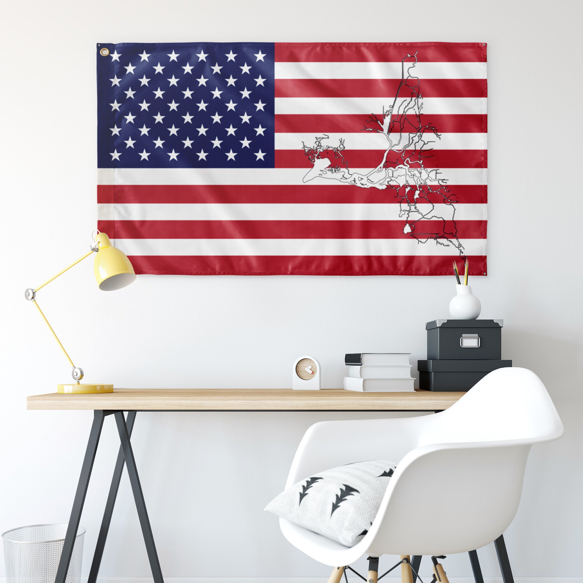 SF Delta Red, White & Blue American Boat Flag Wall Art 