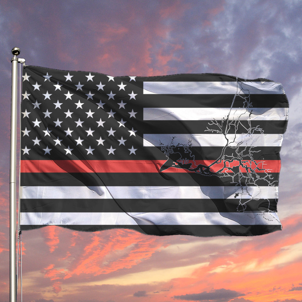 SF Delta Thin Red Line American Boat Flag Wall Art Single Sided - 36"x60" 